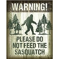 Desperate Enterprises Warning! Please Do Not Feed The Sasquatch Tin Sign - Nostalgic Vintage Metal Wall Décor - Made in USA