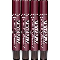 Burt's Bees Shimmer Lip Tint Set, Mothers Day Gifts for Mom Tinted Lip Balm Stick, Moisturizing for All Day Hydration with Natural Origin Glowy Pigmented Finish & Buildable Color, Plum (4-Pack)