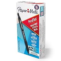 Paper Mate Ballpoint Pens, Profile Retractable Pens, Medium Point (1.0mm), Black, 12 Count