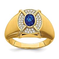 14k Synthetic Sapphire and Diamond Mens Ring RM6660-SA-022-YA