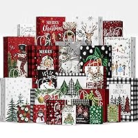 Horaldaily 24 Christmas Gift Paper Bags Bulk with handles Wrapping Xmas Holiday Presents(6 Jumbo,6 Large,6 Medium,6 Small)