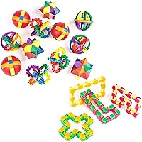 Neliblu Party Favors for Kids - 12 Fun Puzzle Balls and Wacky Tracks Snap for Sensory Kids
