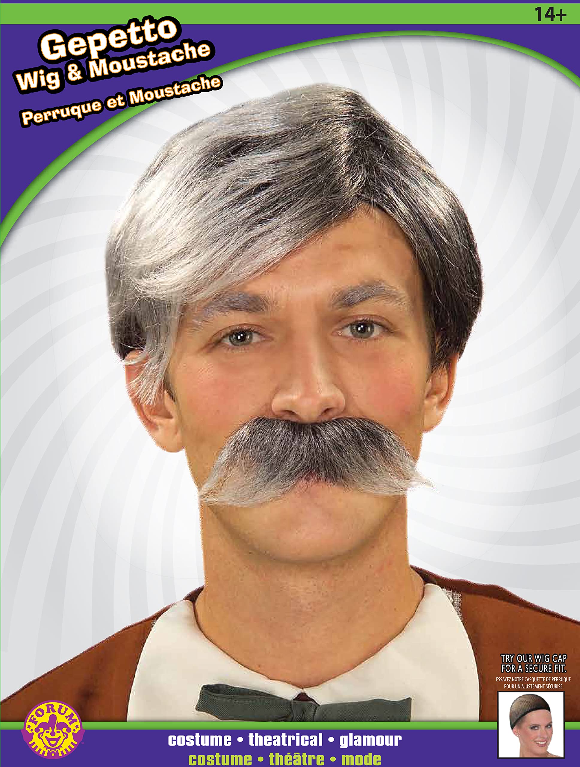 Forum Novelties Polyester Gepetto Wig and Moustache Kit, Grey