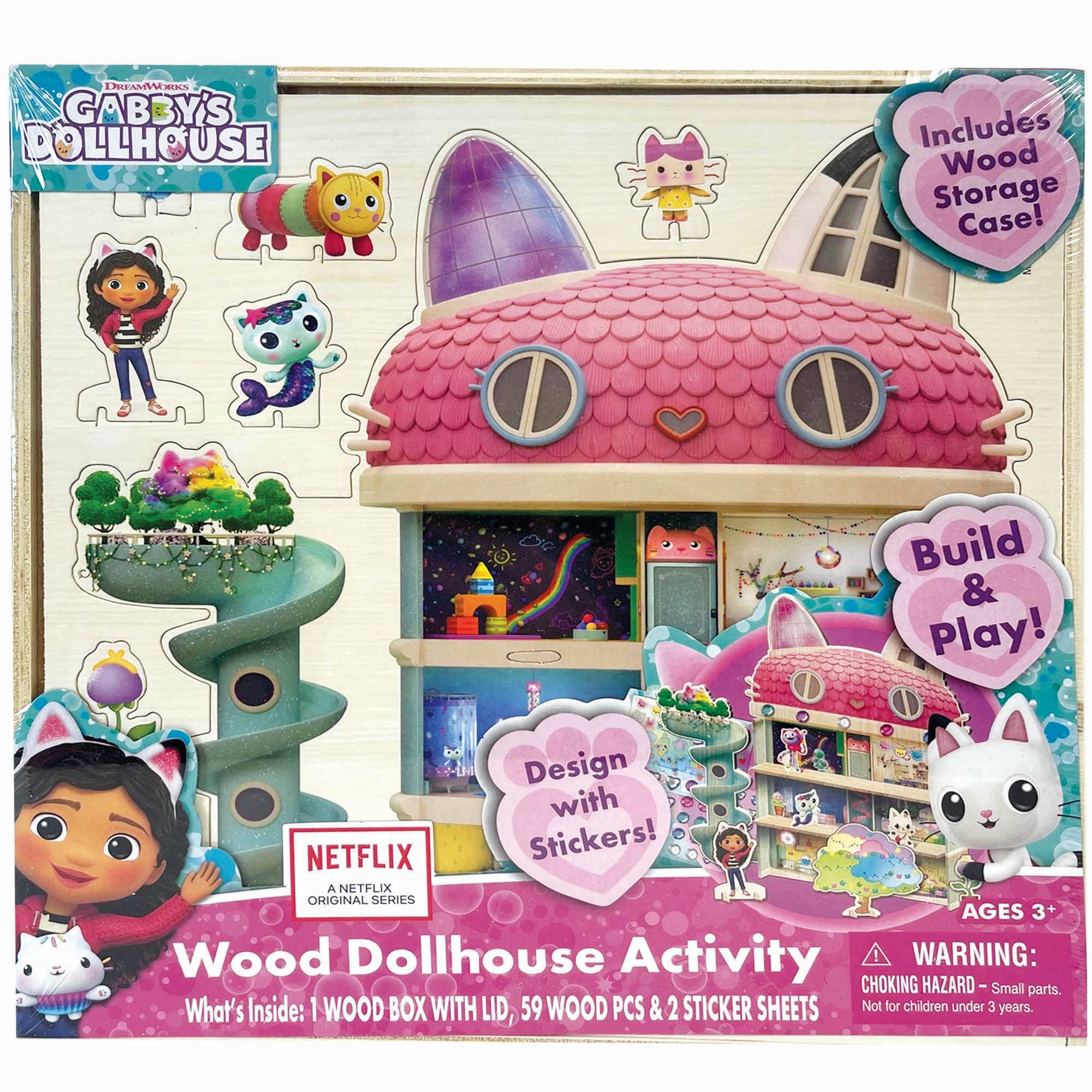 Tara Toys Gabby's Dollhouse: Wood Dollhouse Activity - Building & Decorating Set, Ages 3+