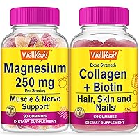 Magnesium Citrate 250mg + Collagen+Biotin, Gummies Bundle - Great Tasting, Vitamin Supplement, Gluten Free, GMO Free, Chewable Gummy
