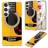 for Samsung Galaxy A14 5G Case for Girl Women Men,AKORAVO Full Protective Shockproof Slim Soft TPU Clear Phone Cover Cases with Design for Galaxy A14 5G/4G,Funny Music Yellow Acoustic Guitar