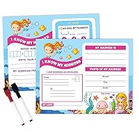 Dry Erase Practice Worksheet I Know My Address, I Know My Phone Number - Preschool, Kindergarten Laminated Worksheet, Homeschool Activities for Kids with 2 Dry Erase Markers-RE