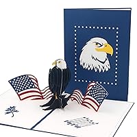 Ribbli USA Eagle Handmade 3D Pop Up Card,Greeting Card,Bird Card,National Flag Card,Patriotic Card,Birthday Card,For Memorial Day,4th of July,Flag Day,Independence Day,Veterans Day,with Envelope