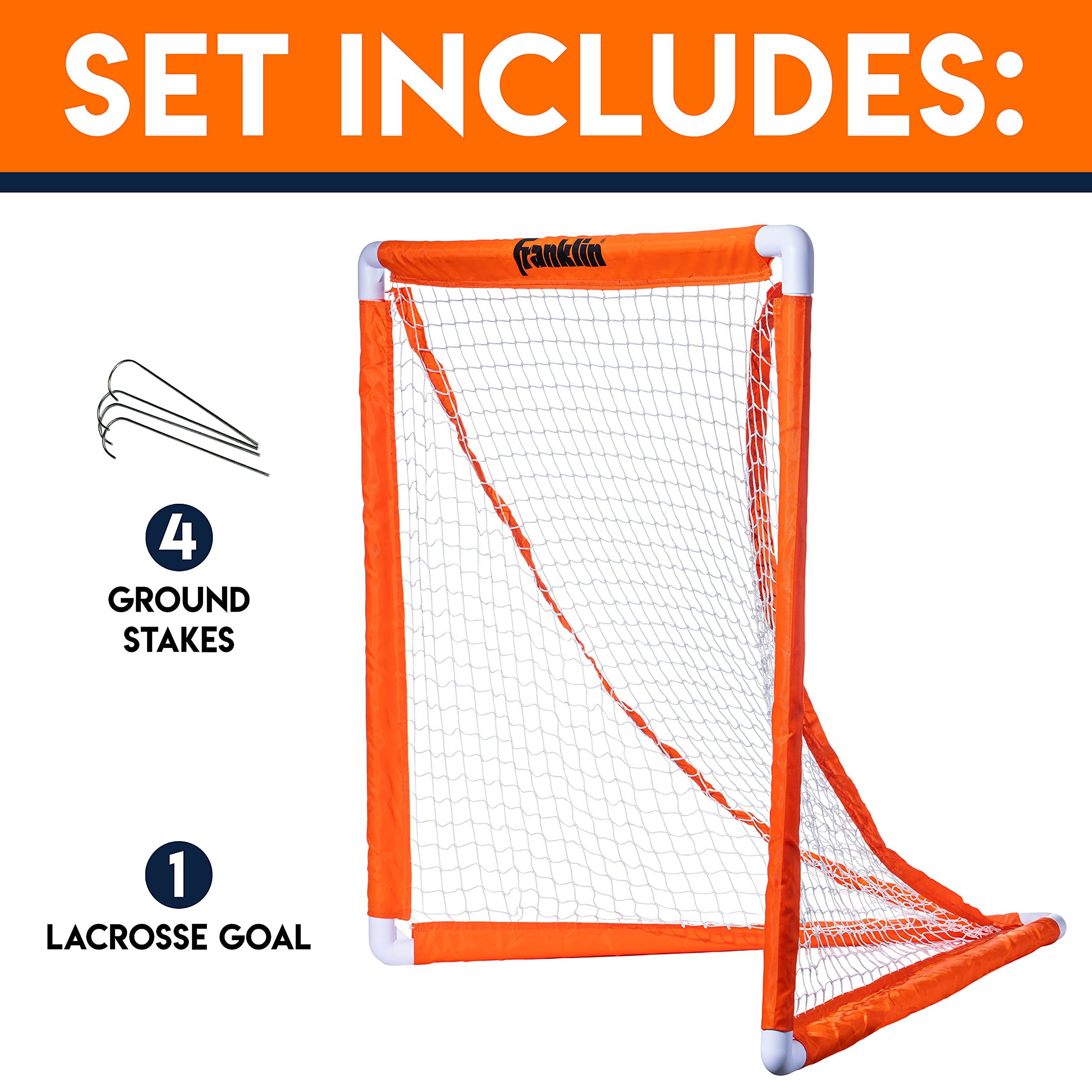 Franklin Sports Youth Lacrosse Goal - Small Kids Lacrosse Net - Portable Lax Mini Box Goal - Backyard Goal for Youth Lacrosse - 38