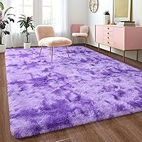 6x9 Large Area Rugs for Living Room, Tie-Dye Purple Super Soft Shag Rug for Bedroom, Indoor Modern Plush Rugs Fluffy Carpets for Kids Boys Girls Room Decor, Non-Slip Fuzzy Rug for Nursery