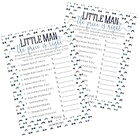 DISTINCTIVS Little Man Baby Shower Game - Price is Right Party Guessing Game - Blue It's a Boy Baby Shower Party Supplies and Decorations