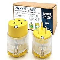 Extension Cord Ends Male and Female 1 Set, 15 Amp 125 Volt NEMA 5-15 Heavy Duty Replacement Plug and Connector Set, UL Listed