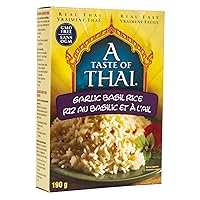 A Taste of Thai Garlic Basil Rice - 6.7oz Pack of 6 Heat & Eat Instant Jasmine Rice Flavored with Classic Thai Spices | Gluten-Free | Ideal Vegan Meal | Perfect Side for Chicken Fish & Meat Entrees