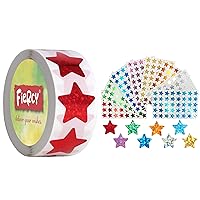 One Roll 1 inch Red Star Stickers & One Bag 0.6 inch 8 Colors Star Stickers