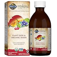 Garden of Life mykind Organics Plant Iron & Organic Herbs - Organic Plant-Sourced Iron + Herbs (Cranberry-Lime Liquid) 8oz Liquid