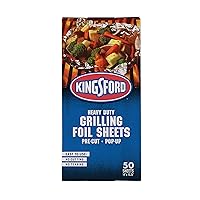 Kingsford Heavy Duty Pop-Up Grilling Foil Sheets, 50 Count | Pre-Cut Aluminum Foil Baking Sheets | Individual Foil Sheets | No Cutting or Tearing Necessary, Aluminum Foil Heavy Duty Sheets