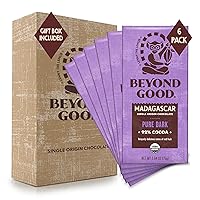 Chocolate Bars | 6 Pack 92% Pure Dark Chocolate | Gift Box Included | Organic, Direct Trade, Vegan, Kosher, Non-GMO | Single Origin Madagascar Heirloom Chocolate