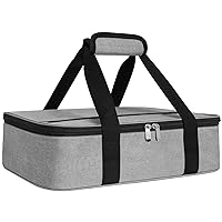 Insulated Casserole Carrier Bag Hot & Cold Food Carrier Bag Lasagna Holder Lunch Bag for Picnics, Parties, Travel, Fits 9 x 13 Inches Casserole Dish-Grey