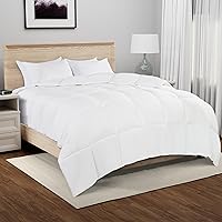 Serta Memory Flex Full/Queen Size Comforter, All Season Duvet Insert, Breathable and Stain Resistant Down Alternative Comforter, Machine Washable, 90 in x 90 in, White
