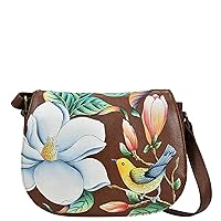 Anna by Anuschka Women's Hand-Painted Leather Crossbody Saddle Bag