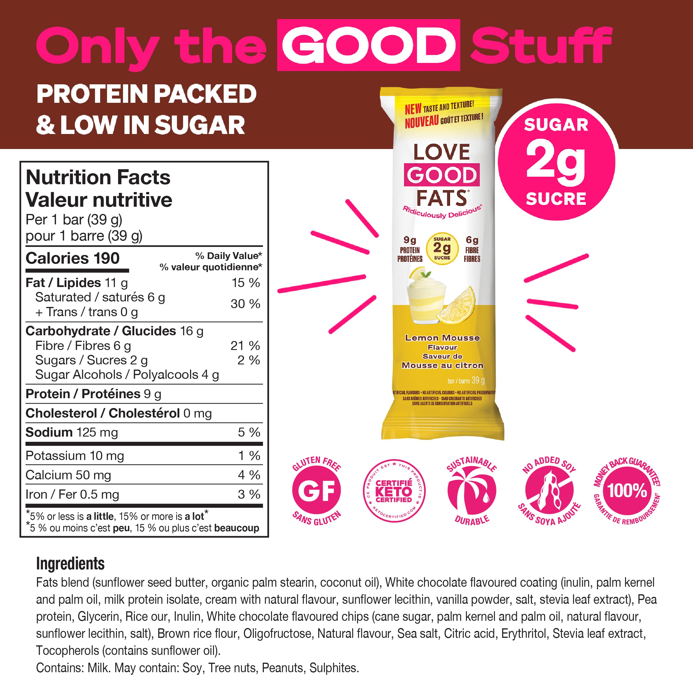 Love Good Fats Keto Protein Bars Truffle Combo - Protein Snack, Low Carb, Low Sugar, Gluten Free, Non GMO, 4 packs of 12 bars