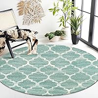 Lahome Moroccan Washable Round Rug - 6Ft Round Area Rug for Living Room Throw Soft Large Round Rug Non-Slip Lightweight Round Dining Room Rug, Sage Modern Round Carpet for Bedroom Office Dorm Nursery