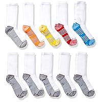 Fruit of the Loom Boys' Durable Cushion Crew Socks (10 Pack)