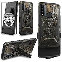 Ailiber for TCL 30XE Case, TCL 20R 5G Case Holster with Screen Protector, Swivel Belt Clip Holster with Kickstand Holder, Heavy Duty Full Body Shockproof Protector Phone Cover for TCL 30 XE 5G-Camo