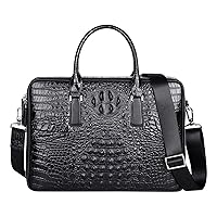 PIJUSHI Crocodile Leather Briefcase for Men Business Travel Office Leather Slim Laptop Bag for Men