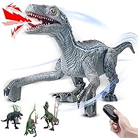 Remote Control Dinosaur Toys for Kids 3-5 5-7, Rc Velociraptor Dinosaur Gift Toys Set for Kids Age 3 4 5 Year olds Boys. (Gray)