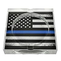 Blue Line Series Crystal Cigar Ashtray, Honoring The Police Force, Blue Line PD
