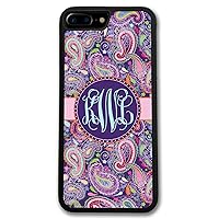 iPhone 7, Phone Case Compatible with iPhone 7 [4.7 inch] Purple Paisley Monogram Monogrammed Personalized [Protective Case] IP7