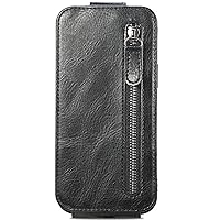 Wallet Case Compatible with Motorola G50 5G, PU Leather Slim Fit Up-Down Flip Zipper Pocket Purse Case with Card Slot for Moto G50 5G (Black)