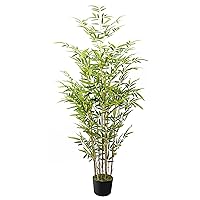 LOVMOR Artificial Bamboo Tree with Plastic Nursery Pot and Realistic Moss,Artificial Plants for Modern Home Office Living Room Floor Decor Indoor (4.9FT-Bamboo Tree Y)