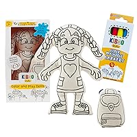 Color Your Doll - Washable Art Toy with Mini Doll Backpack and Markers - Educational Craft for Creative Play (Girl Doll with Braids)