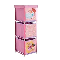 Disney Princess 3 Tier Fabric Storage Organizer with 3 Cubes and Removable Lid