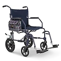 Medline Foldable Transport Chair w/Microban for Seniors & Post-Surgery Patients (300 lb. Weight Capacity), Navy