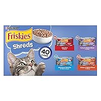 Friskies Wet Cat Food Variety Pack, Shreds Beef, Turkey, Whitefish, and Chicken & Salmon - (Pack of 40) 5.5 oz. Cans