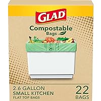 Glad Kitchen Compost Bags, 100% Compostable Bag, 2.6 Gallon, Unscented - 22 Count