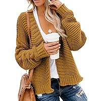 Dokotoo Womens Open Front Long Sleeve Chunky Knit Cardigan Sweaters Loose Outwear Coat