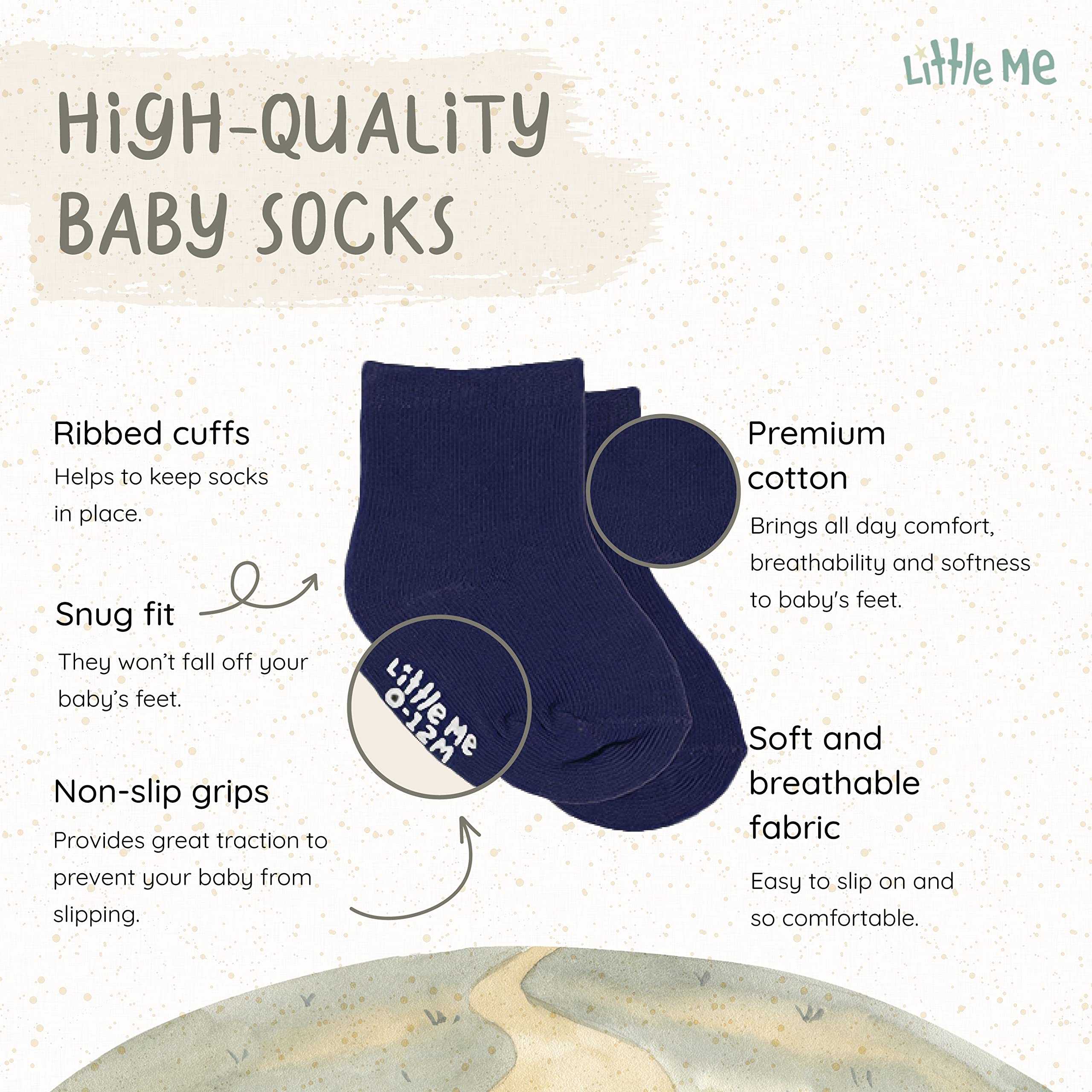 Little Me 20-Pack Newborn Baby Infant & Toddler Unisex Socks, For Baby Girl or Boy, 0-12 & 12-24 Months, Assorted Size Pack