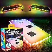 Brightz TossBrightz LED Cornhole Lights for Board and Hole - Includes Lights for 2 Boards - Lights Up Cornhole Board Edge and Hole - Keep The Game Going After Dark