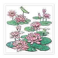 GLOBLELAND Lotus and Lotus Leaves Plants Clear Stamps Flower Embossing Stamp Sheets Silicone Clear Stamps Seal for DIY Scrapbooking and Card Making Paper Craft Decor (Colorful)