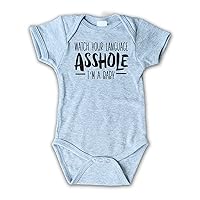 Watch Your Language I'm A Baby Funny Shirt (3-6 months, athletic gray)