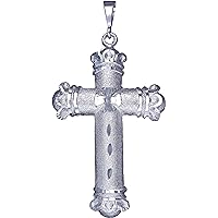 Huge Heavy Sterling Silver Cross Pendant Necklace 4.4 Inches 32 Grams 24