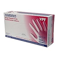 Adenna VPF232 VPF 3.5 mil Vinyl Powder-Free Exam Gloves (Translucent, Small) Box of 100