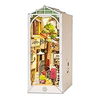 Hands Craft DIY Book Nook Kit – Sunshine Town Miniature House Dollhouse LED Lights Booknook Bookshelf Insert Laser Cut Wooden Puzzle 3D Bookends Book Stand Decor TGB02