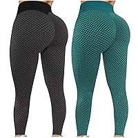 Leggings for Women 2 Pack TIK Tok High Waisted Tummy Control Butt Lifting Yoga Pants Plus Size Workout Tiktok Seamless