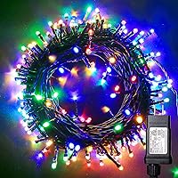 Blingstar Christmas Lights Multicolor 66ft 200 LED String Lights 30V Plug in Connectable Twinkle Lights 8 Modes Bright Green Wire Decorative Lights for Indoor Outdoor Xmas Tree Bedroom Holiday Party