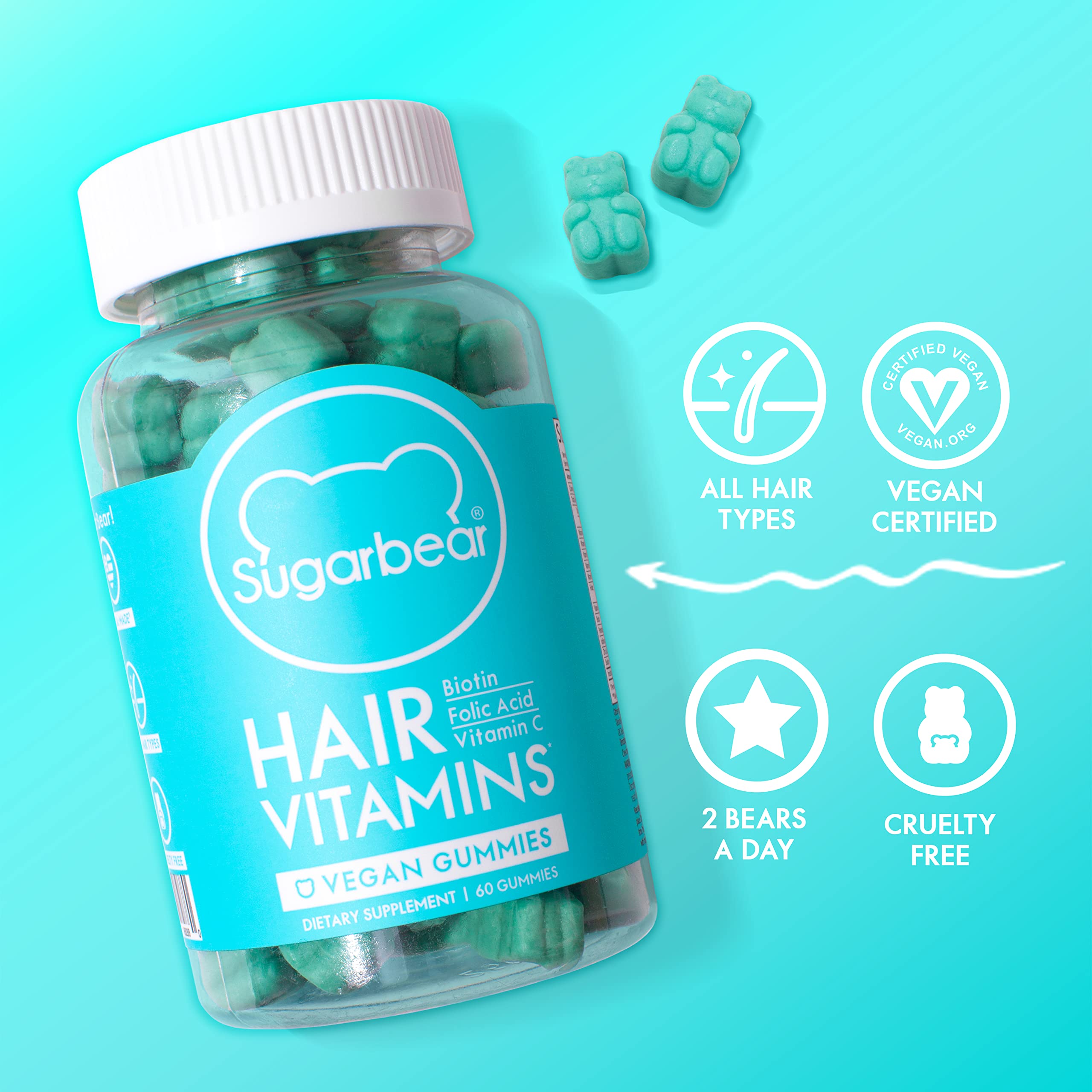 Mua SugarBear Vitamins (Beauty Bears) Vegan Hair Gummy Vitamins with  Biotin, Vitamin D, Folic Acid + Women's Multivitamins for Hair, Skin &  Nails + Gift trên Amazon Mỹ chính hãng 2023 | Fado